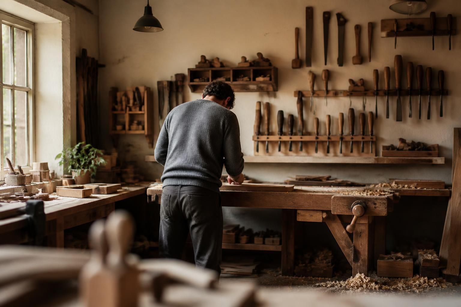 Artisan au travail dans son atelier