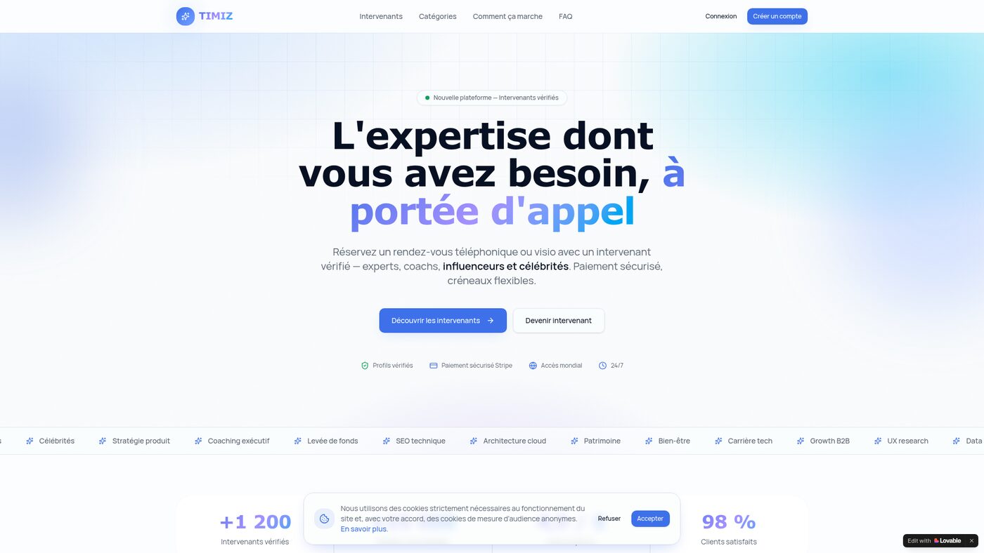 Aperçu du site Timiz
