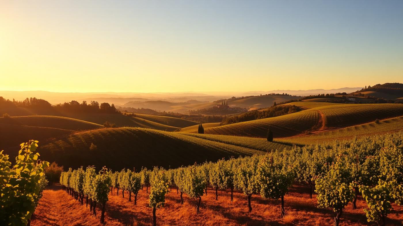 Paysage de vignes et de collines d'Occitanie