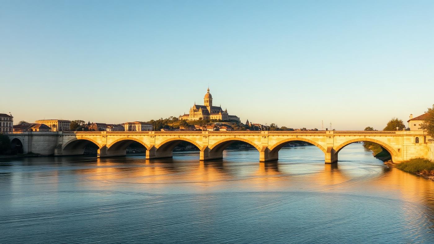 Le Pont Vieux sur l'Orb et la cathédrale de Béziers